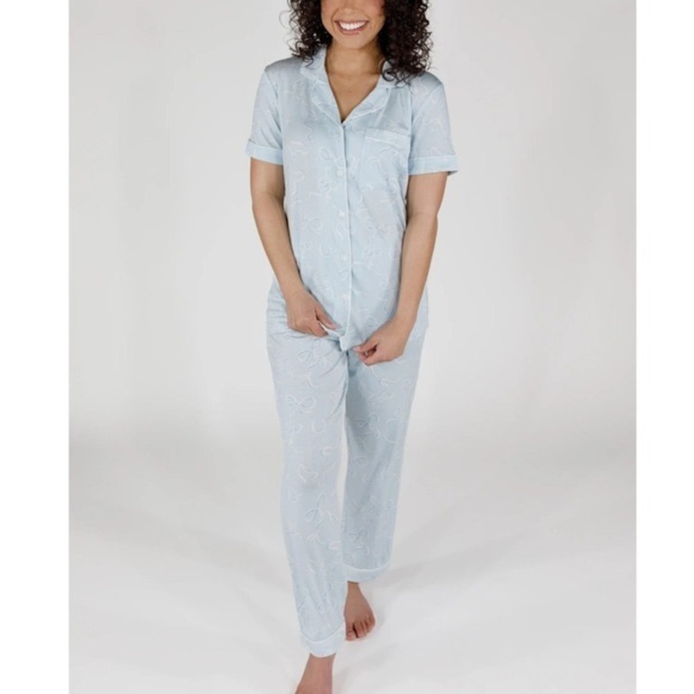 In My Sundays Heirloom Bows Pajama Set Sky Blue Size Large New With Tags